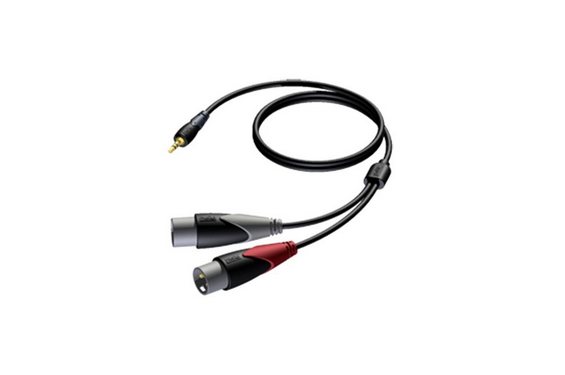 PROCAB -  C&acirc;ble Professionnel 2xXLR M&acirc;le vers 1x 3,5mm Jack M&acirc;le Stereo - 1.5m (Neuf)