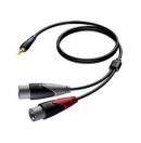 PROCAB -  Câble Professionnel 2xXLR Mâle vers 1x 3,5mm Jack Mâle Stereo - 1.5m (Neuf)