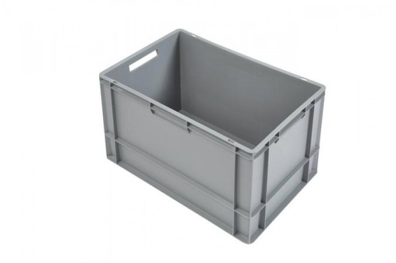 Bac de stockage Euronorm 600x400x400mm - Fond et c&ocirc;t&eacute;s pleins - Gris (Neuf)