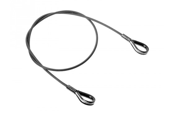 Elingue câble acier Galva Gainée noire - 1brin D8mm 2 boucles cosses - 700 kg - 0.80m (Neuf)