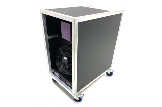 JSF - Cage de transport pour machine &agrave; fum&eacute;e classique ou MDG 4 roulettes freins avec brasseur d'air (Neuf)